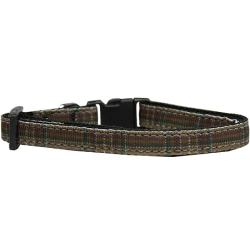 Plaid Nylon Collar Brown Cat Safety - Cat Collars - Classic