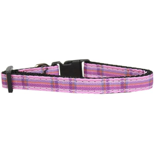 Plaid Nylon Collar Pink Cat Safety - Cat Collars - Classic