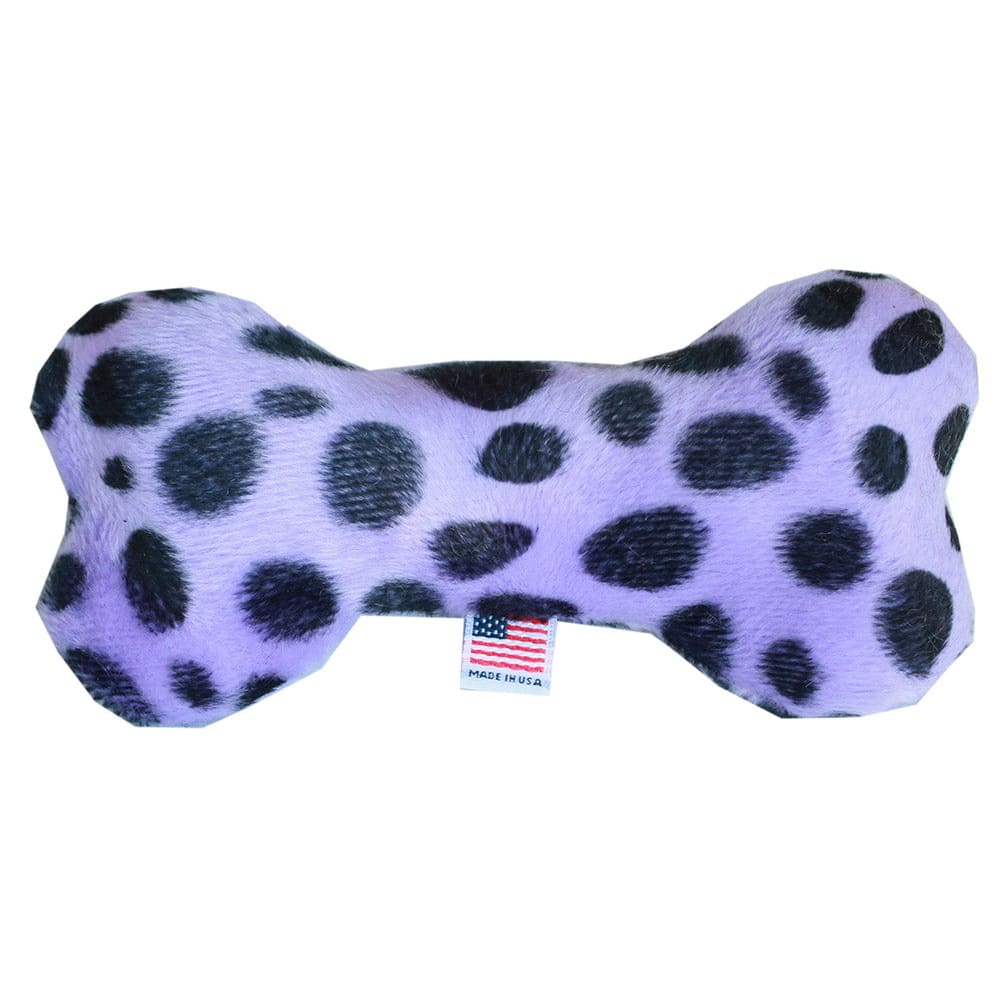 Plush Animal Print Bone Dog Toy - 6’’ - Made in USA Bone Toy