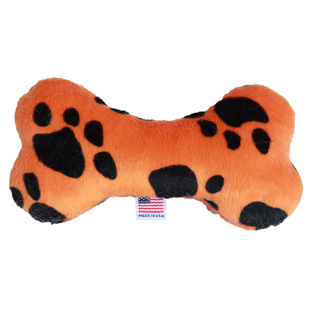 Plush Animal Print Bone Dog Toy - 6’’ - Made in USA Bone Toy