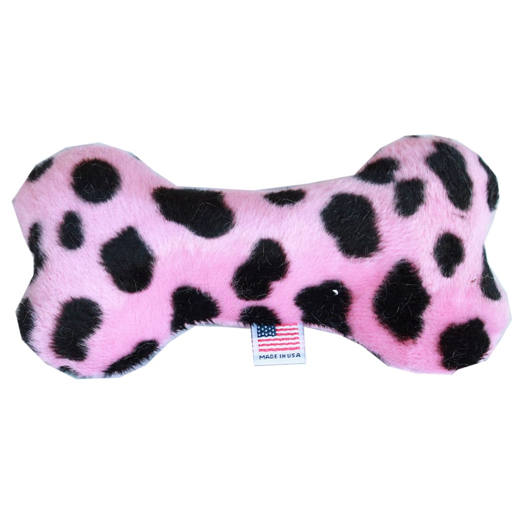 Plush Animal Print Bone Dog Toy - 6’’ - Made in USA Bone Toy