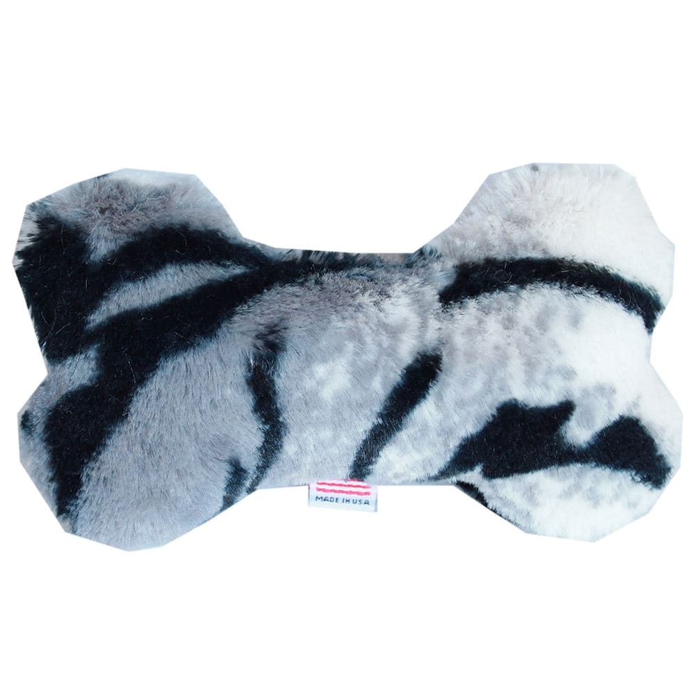 Plush Animal Print Bone Dog Toy - 6’’ - Made in USA Bone Toy