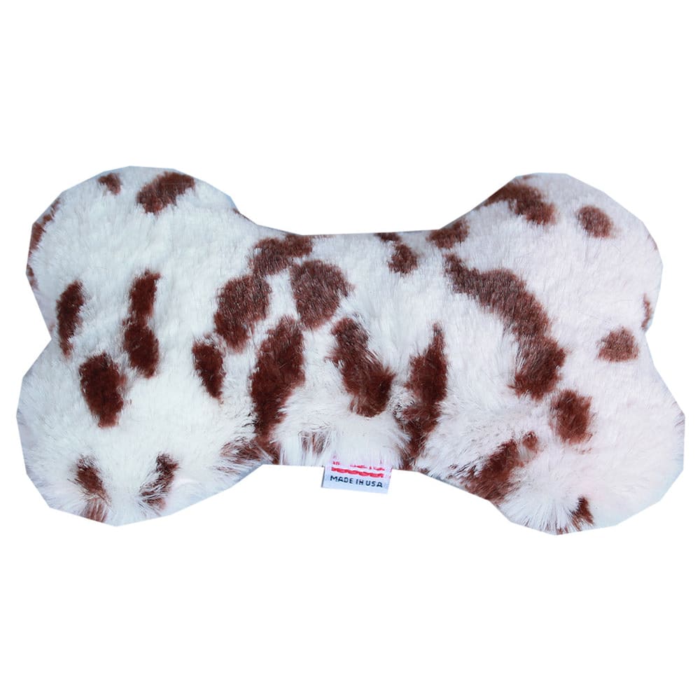 Plush Animal Print Bone Dog Toy - 6’’ - Made in USA Bone Toy