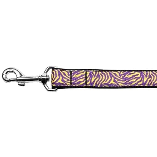 Purple And Yellow Tiger Stripes Nylon Dog Collar & Leash