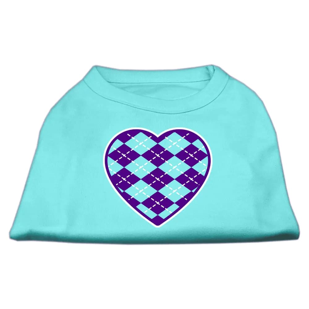 Purple Argyle Heart Screen Print Pet Shirt - Screen Print