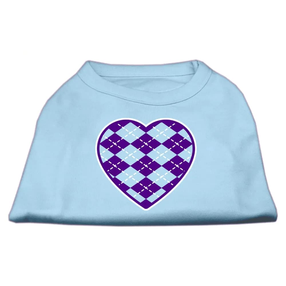 Purple Argyle Heart Screen Print Pet Shirt - Screen Print