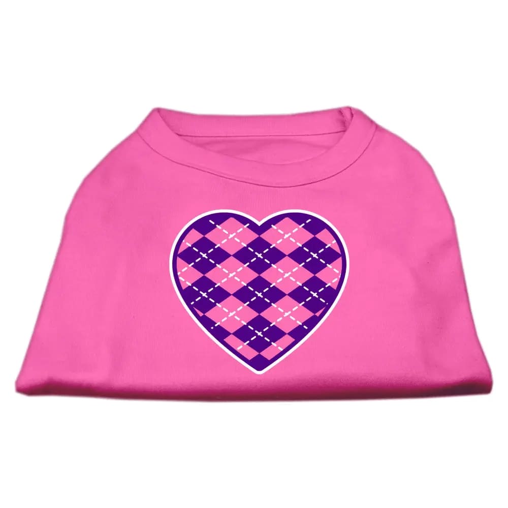 Purple Argyle Heart Screen Print Pet Shirt - Screen Print