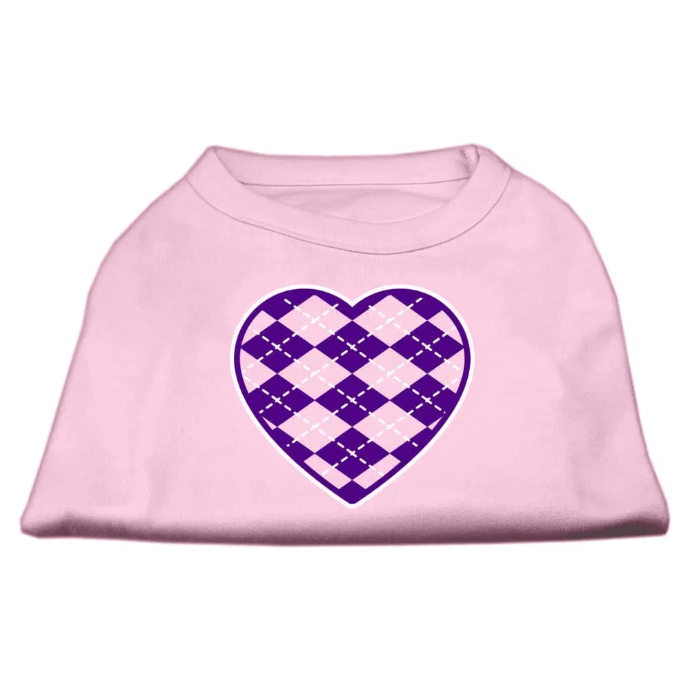 Purple Argyle Heart Screen Print Pet Shirt - Screen Print