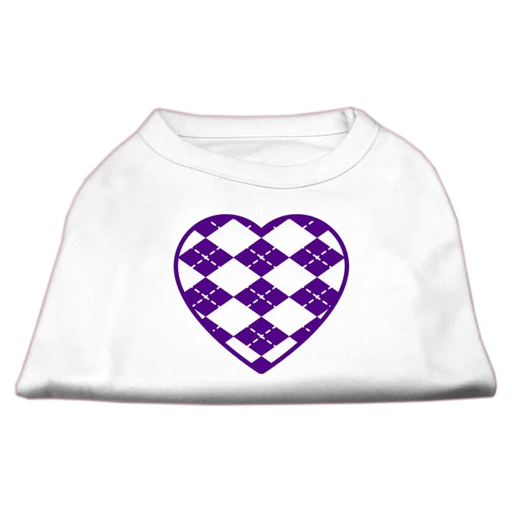 Purple Argyle Heart Screen Print Pet Shirt - Screen Print