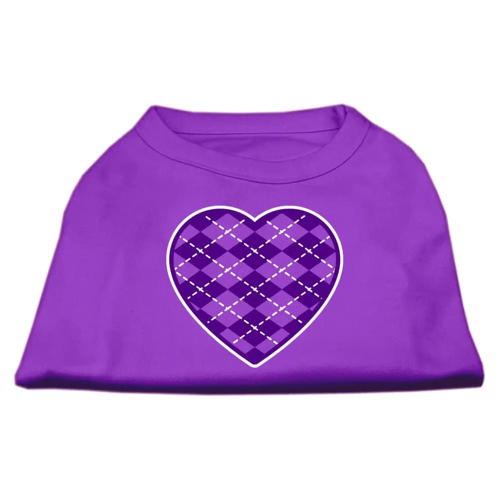 Purple Argyle Heart Screen Print Pet Shirt - Screen Print