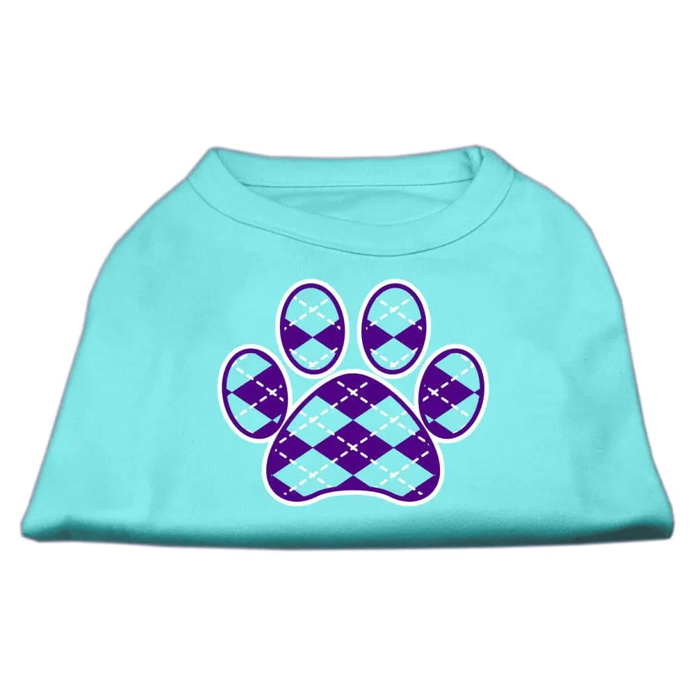 Purple Argyle Paw Screen Print Dog Shirt - Screen Print