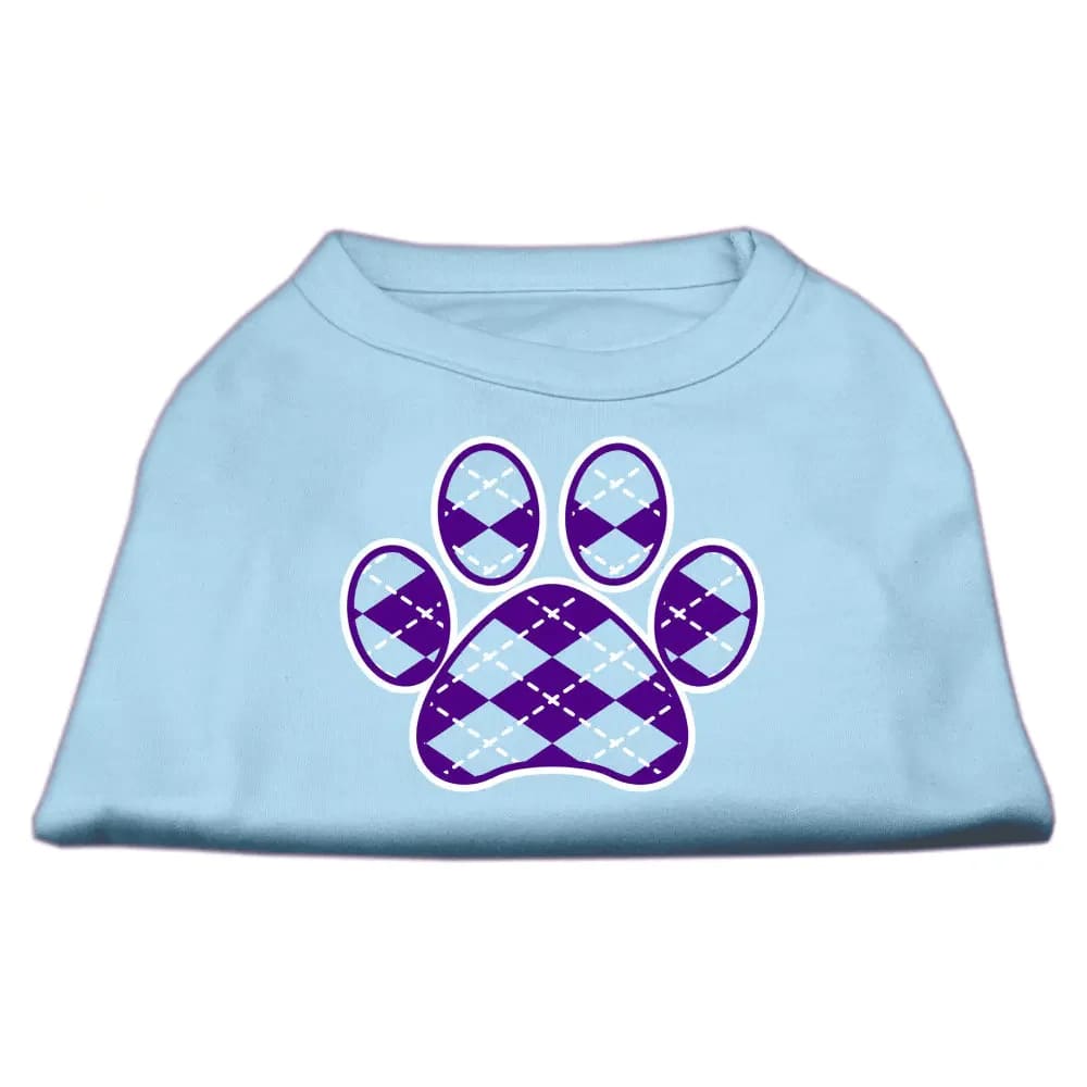 Purple Argyle Paw Screen Print Dog Shirt - Screen Print