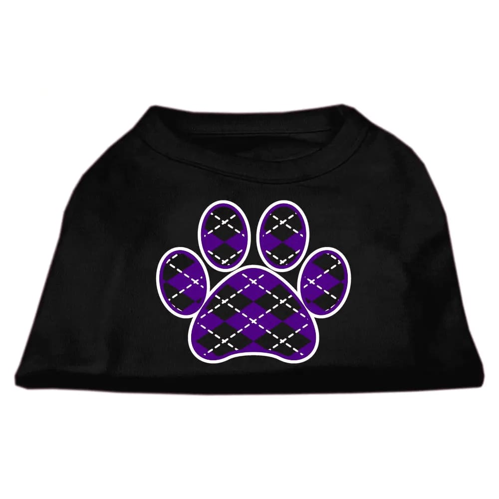 Purple Argyle Paw Screen Print Dog Shirt - Screen Print