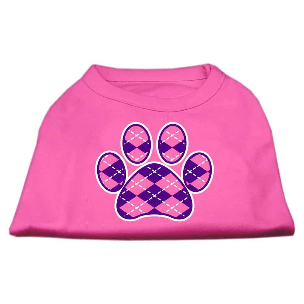 Purple Argyle Paw Screen Print Dog Shirt - Screen Print