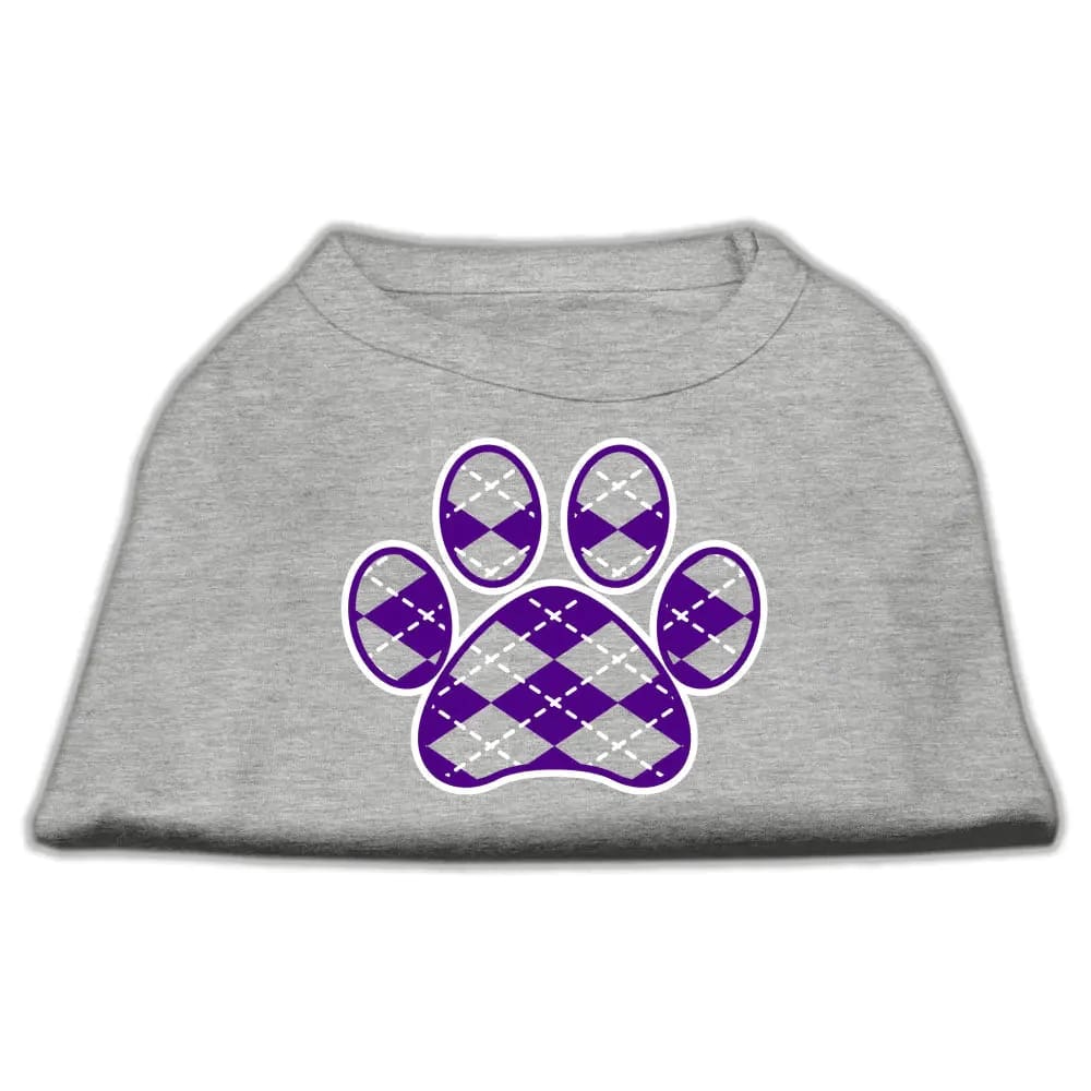 Purple Argyle Paw Screen Print Dog Shirt - Screen Print