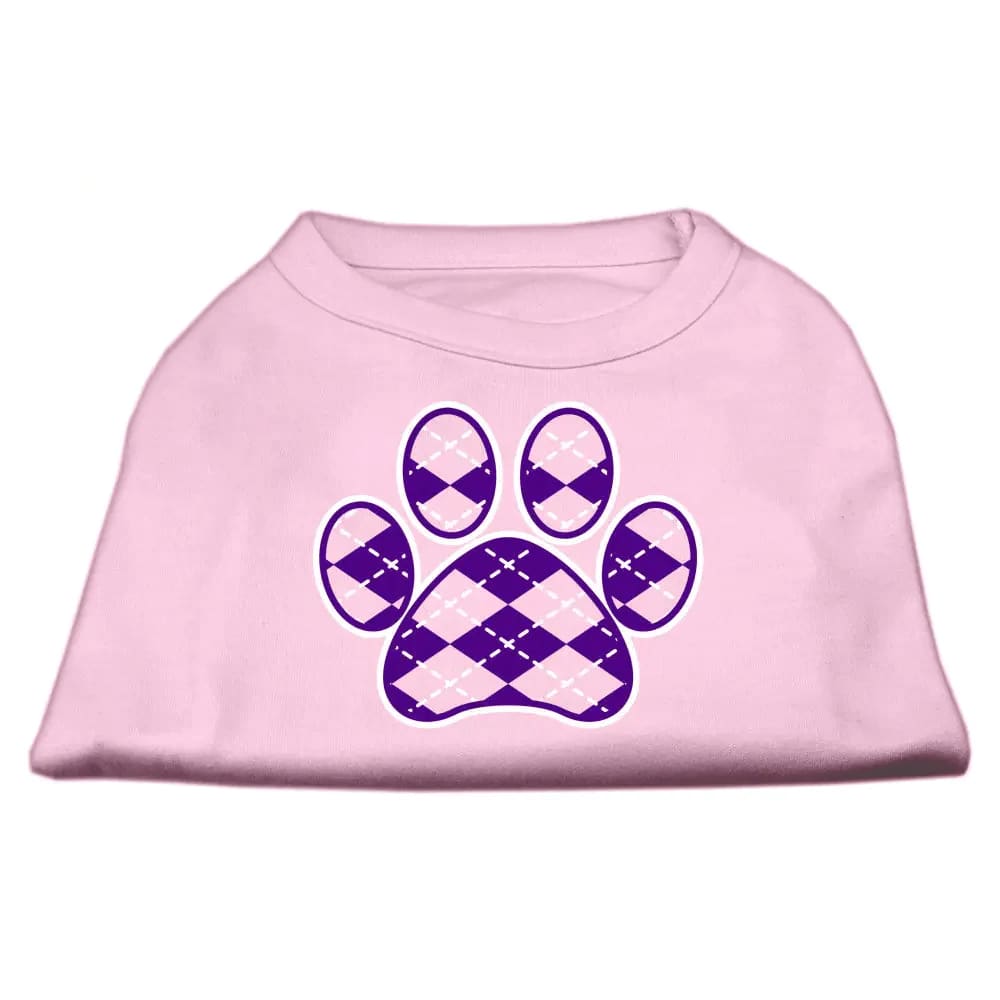 Purple Argyle Paw Screen Print Dog Shirt - Screen Print