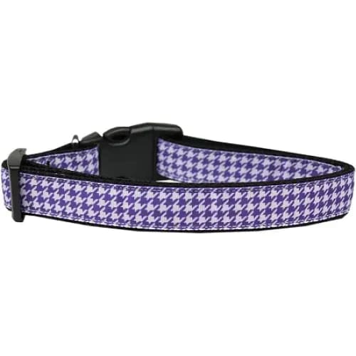 Purple Houndstooth Nylon Dog Collar - Dog Collars - Nylon