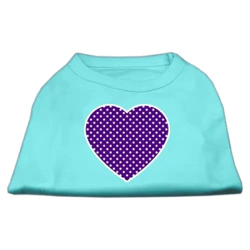 Purple Swiss Dot Heart Screen Print Pet Shirt - Screen