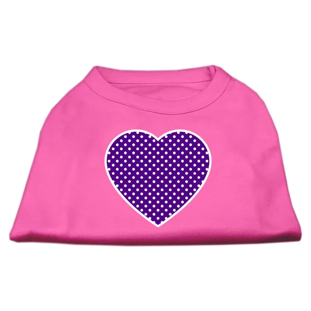 Purple Swiss Dot Heart Screen Print Pet Shirt - Screen