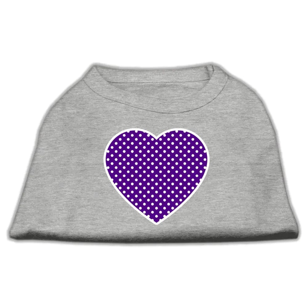 Purple Swiss Dot Heart Screen Print Pet Shirt - Screen