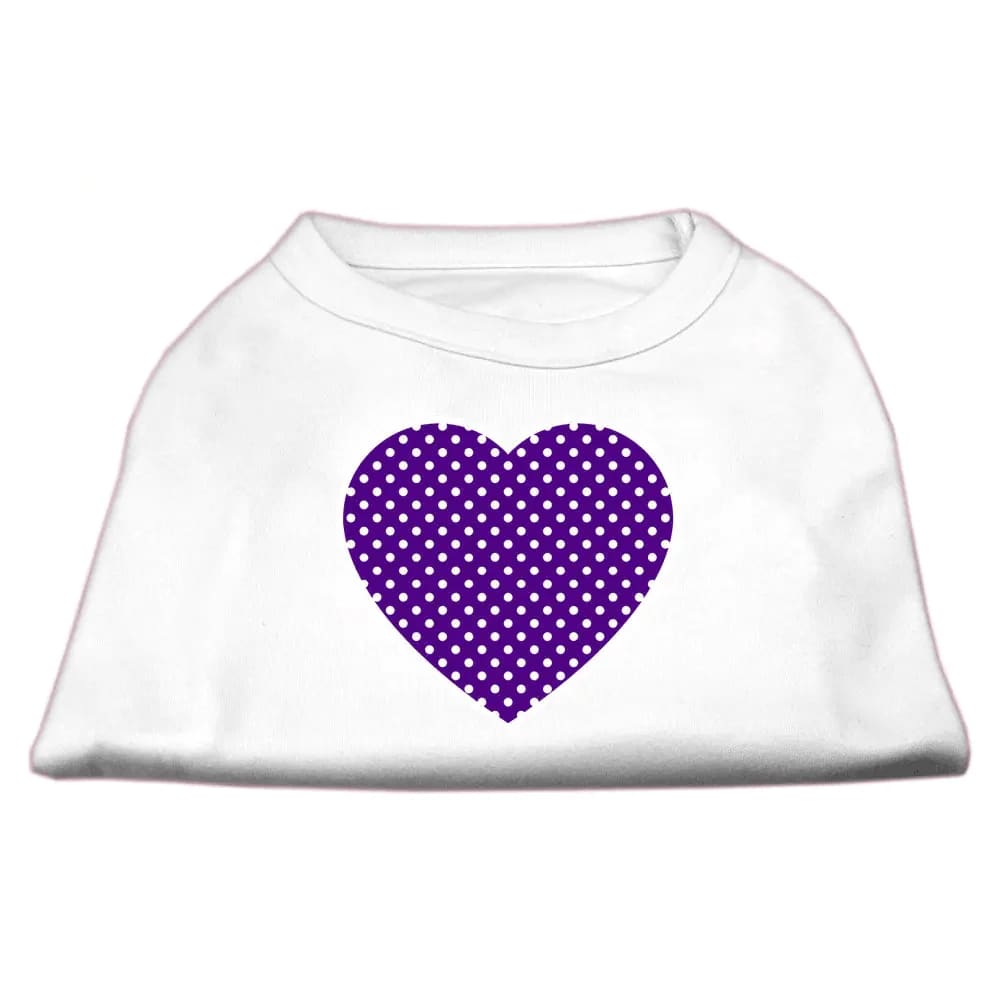 Purple Swiss Dot Heart Screen Print Pet Shirt - Screen