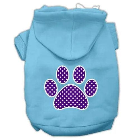 Purple Swiss Dot Paw Screen Print Pet Hoodies - Screen