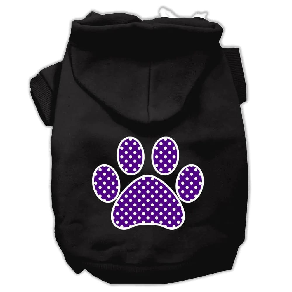 Purple Swiss Dot Paw Screen Print Pet Hoodies - Screen