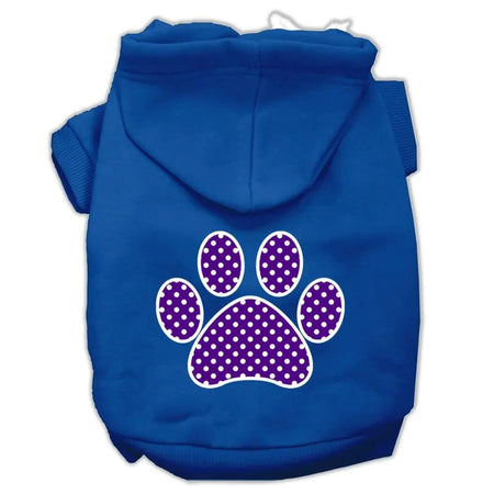 Purple Swiss Dot Paw Screen Print Pet Hoodies - Screen