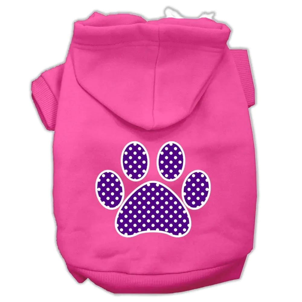 Purple Swiss Dot Paw Screen Print Pet Hoodies - Screen