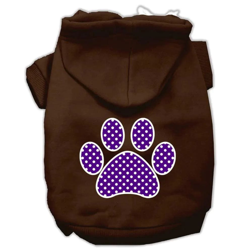 Purple Swiss Dot Paw Screen Print Pet Hoodies - Screen