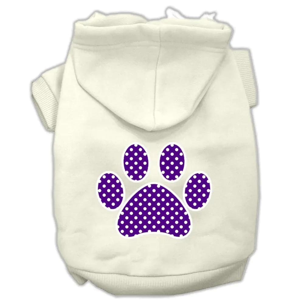 Purple Swiss Dot Paw Screen Print Pet Hoodies - Screen