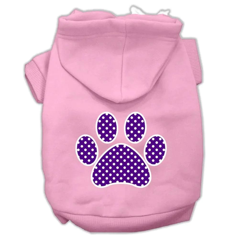 Purple Swiss Dot Paw Screen Print Pet Hoodies - Screen