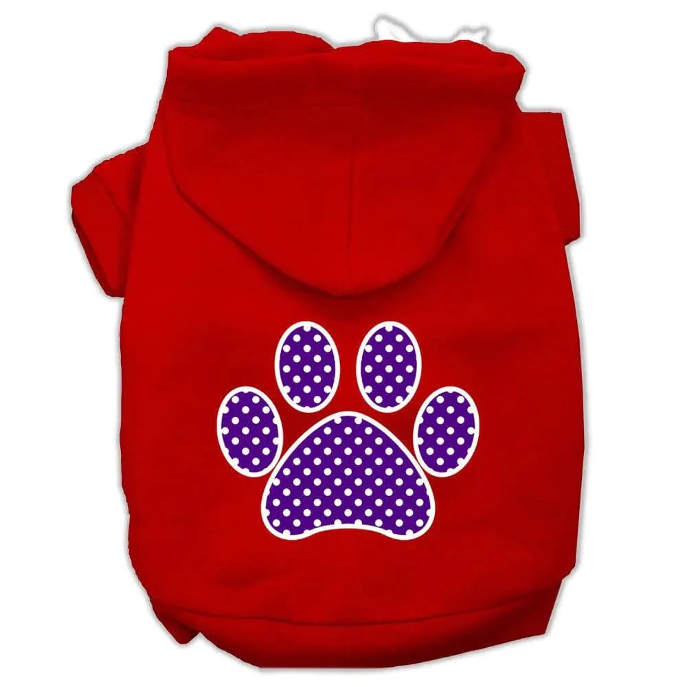 Purple Swiss Dot Paw Screen Print Pet Hoodies - Screen