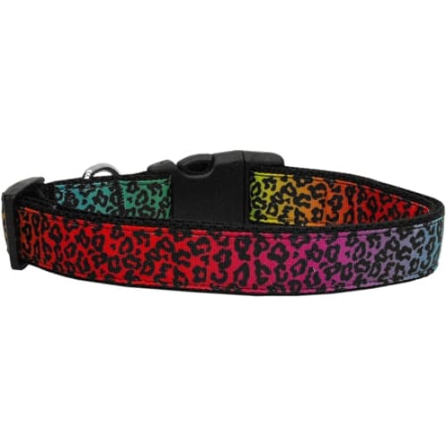 Rainbow Leopard Nylon Dog Collars & Leashes - Dog Collars