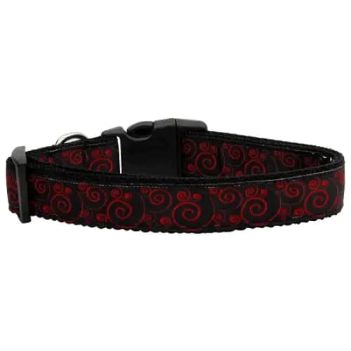 Red And Black Swirly Nylon Dog Collar & Leash - Dog Collars