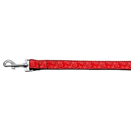 Red And White Swirly Nylon Dog Collar & Leash - Dog Collars