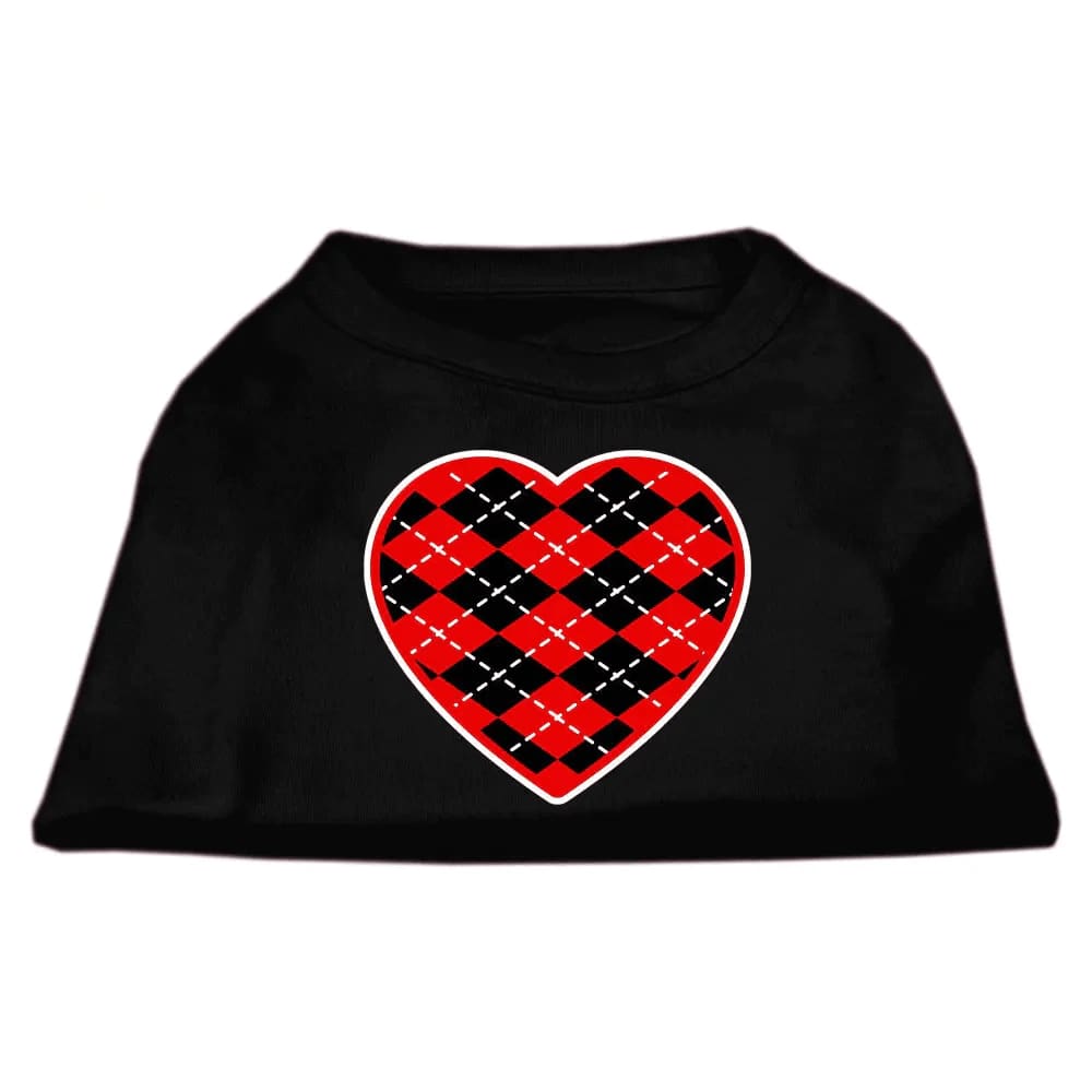 Red Argyle Heart Screen Print Pet Shirt - Screen Print