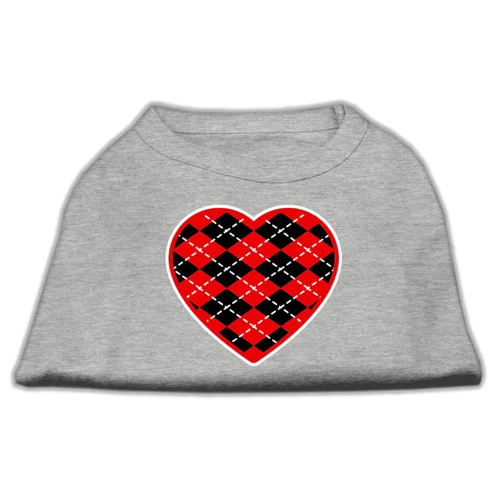 Red Argyle Heart Screen Print Pet Shirt - Screen Print