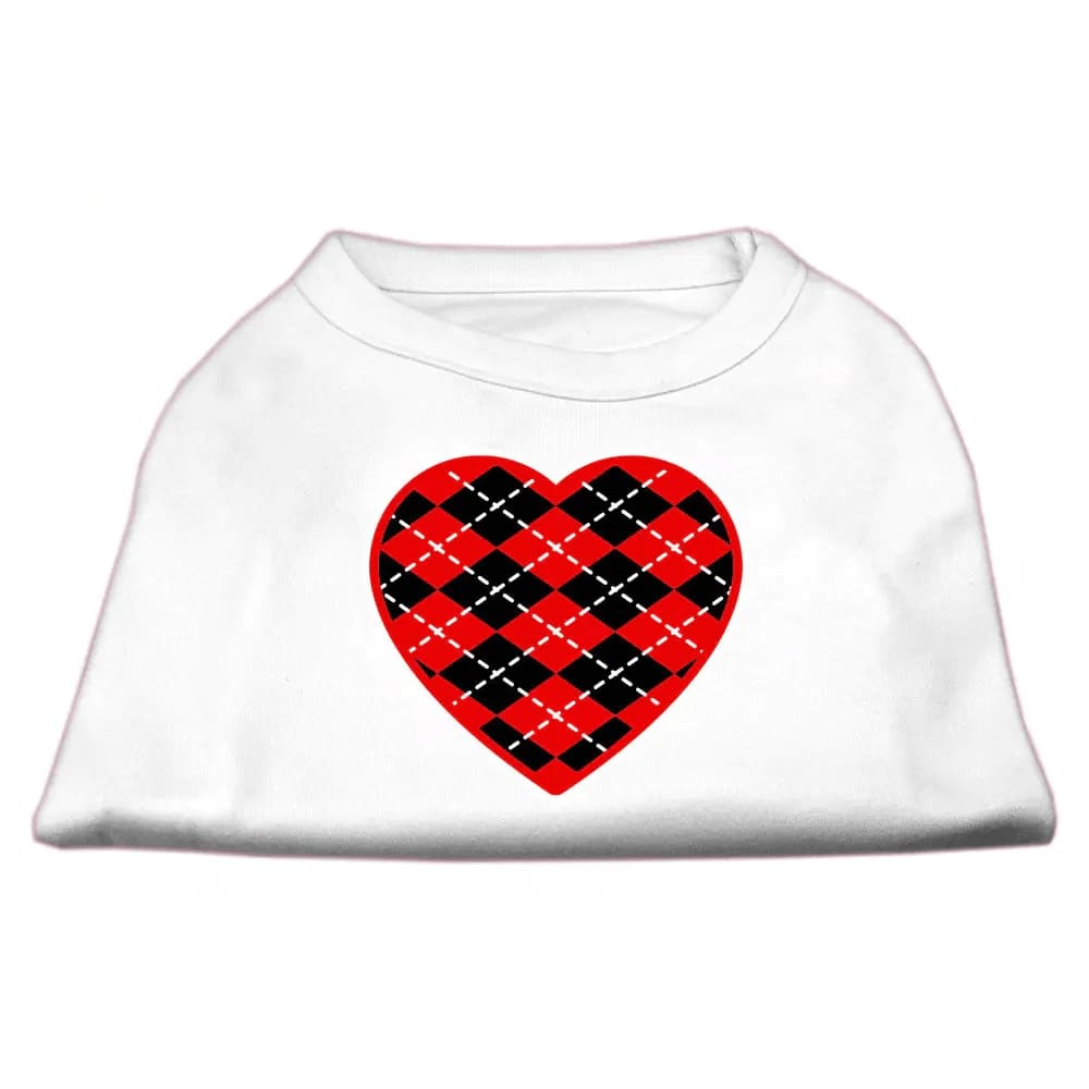 Red Argyle Heart Screen Print Pet Shirt - Screen Print