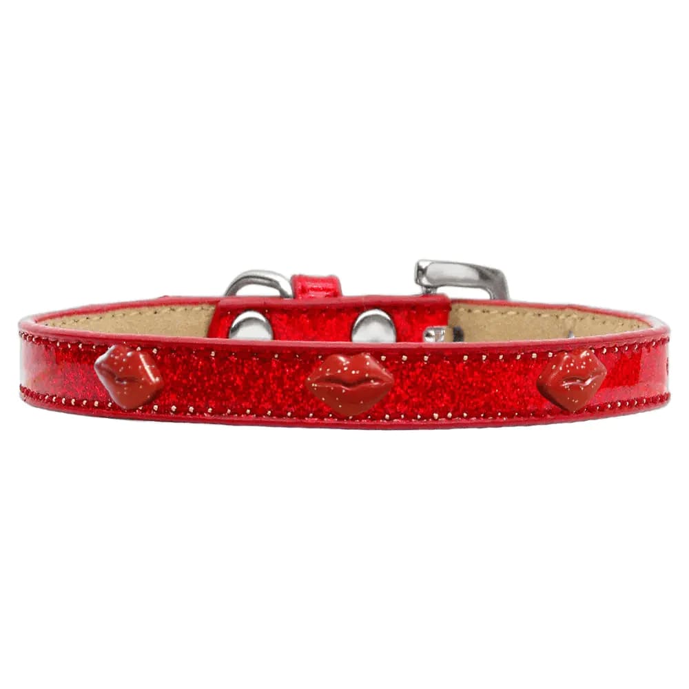 Red Glitter Lips Widget Dog Collar Ice Cream - Dog Collars