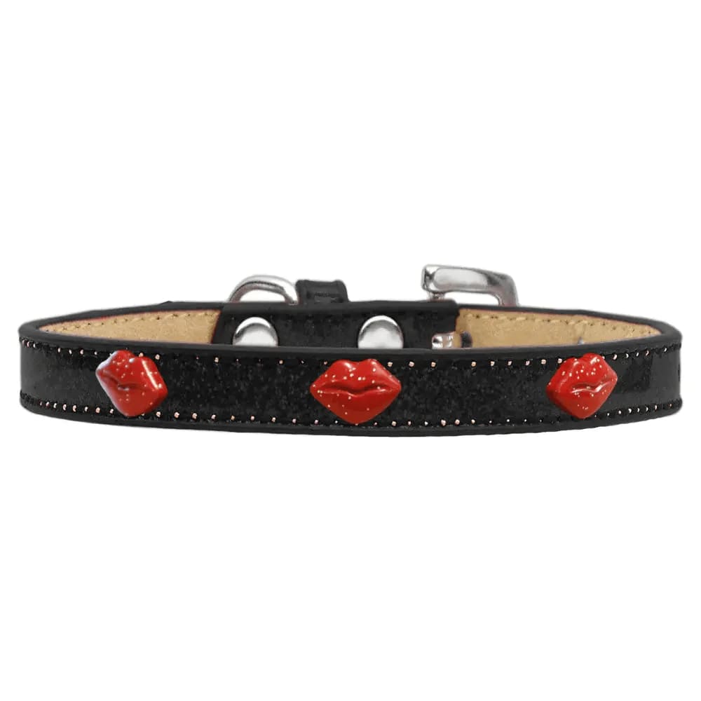 Red Glitter Lips Widget Dog Collar Ice Cream - Dog Collars