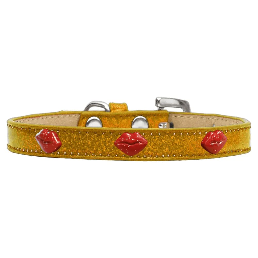 Red Glitter Lips Widget Dog Collar Ice Cream - Dog Collars