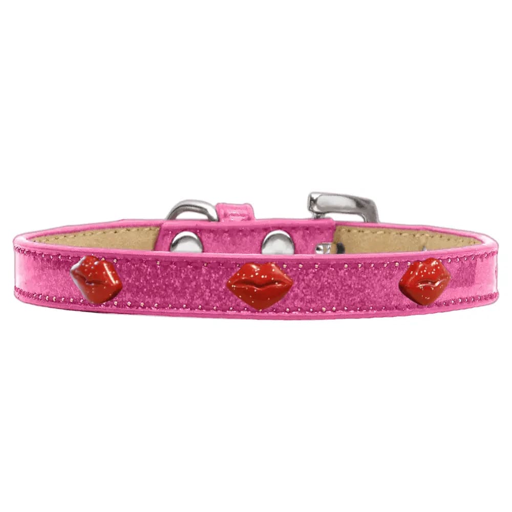 Red Glitter Lips Widget Dog Collar Ice Cream - Dog Collars