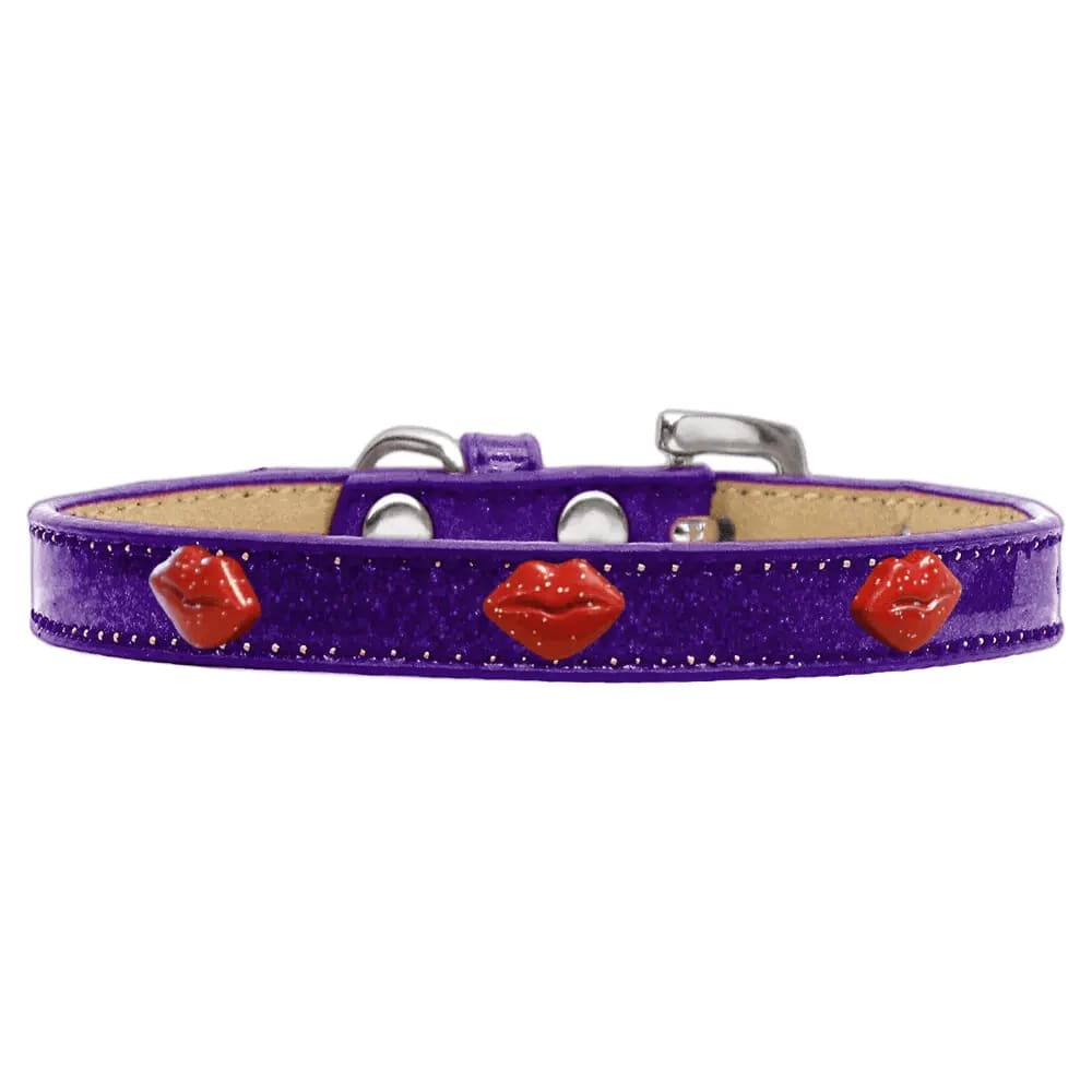 Red Glitter Lips Widget Dog Collar Ice Cream - Dog Collars