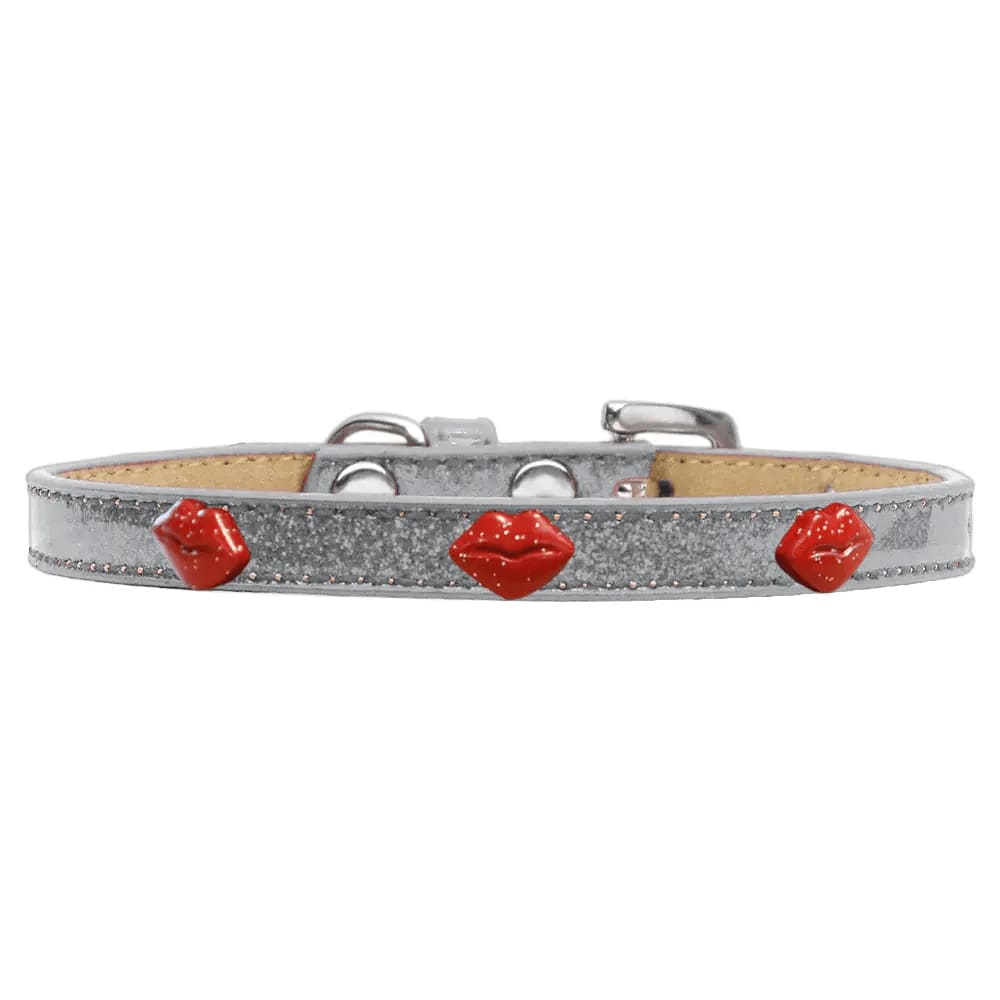 Red Glitter Lips Widget Dog Collar Ice Cream - Dog Collars