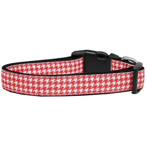 Red Houndstooth Nylon Cat Collar - Cat Collars - Classic