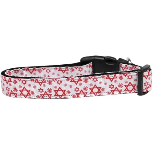 Red Star of David Nylon Dog Collars and Leashes - Hanukkah