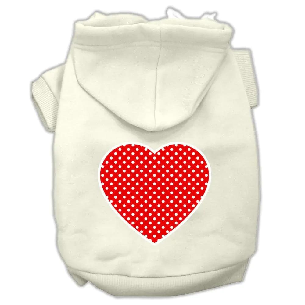 Red Swiss Dot Heart Screen Print Pet Hoodies - Screen Print