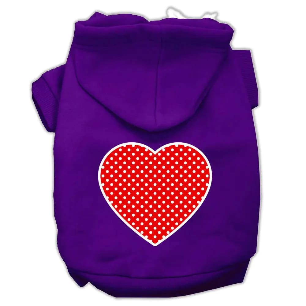 Red Swiss Dot Heart Screen Print Pet Hoodies - Screen Print