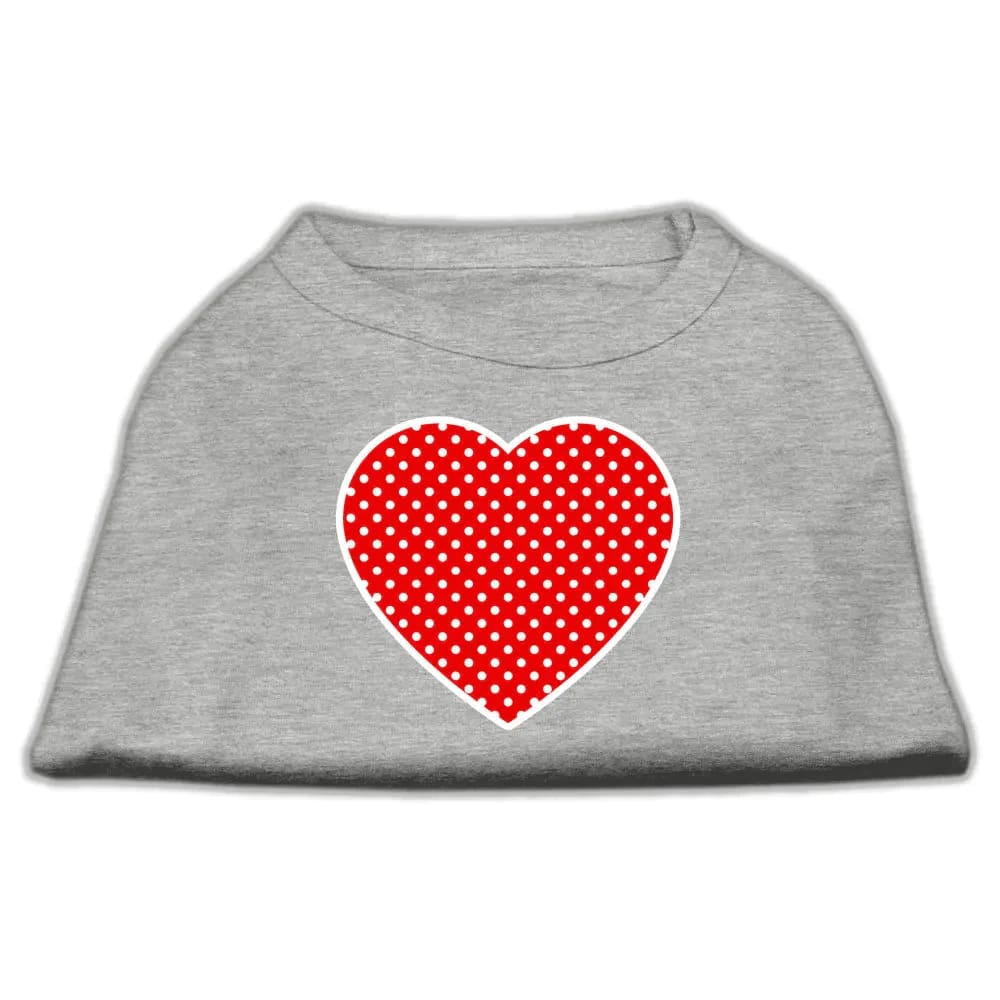 Red Swiss Dot Heart Screen Print Pet Shirt - Screen Print